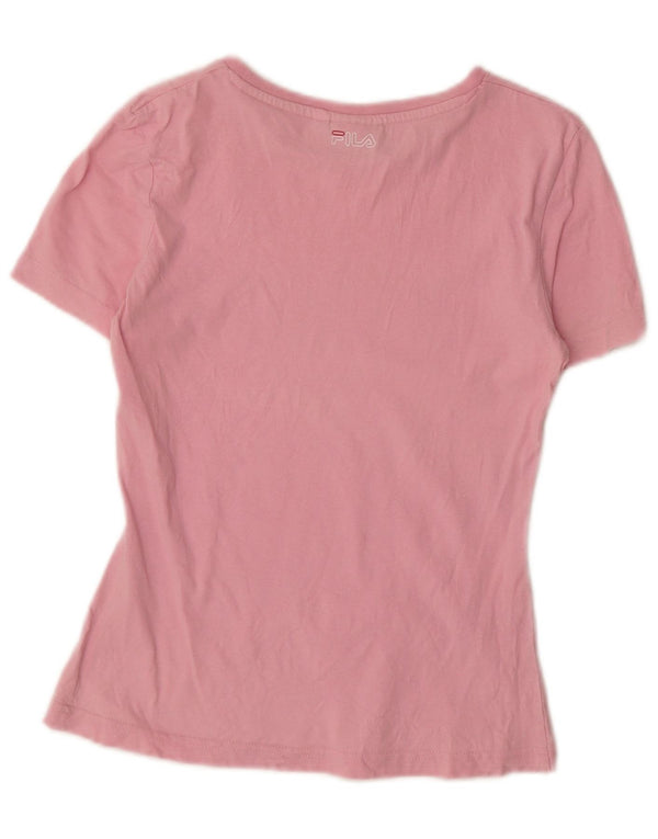 Fila Damen Crop Graphic T-Shirt Top UK 6 XS Rosa