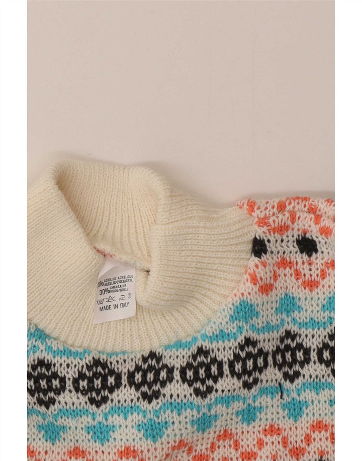 Vintage Herren Rollkragenpullover Pullover Medium Mehrfarbig Fair Isle