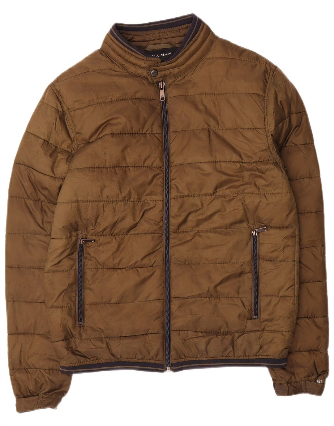 Zara Herren Wattierte Jacke UK 38 Mittelbraunes Polyester