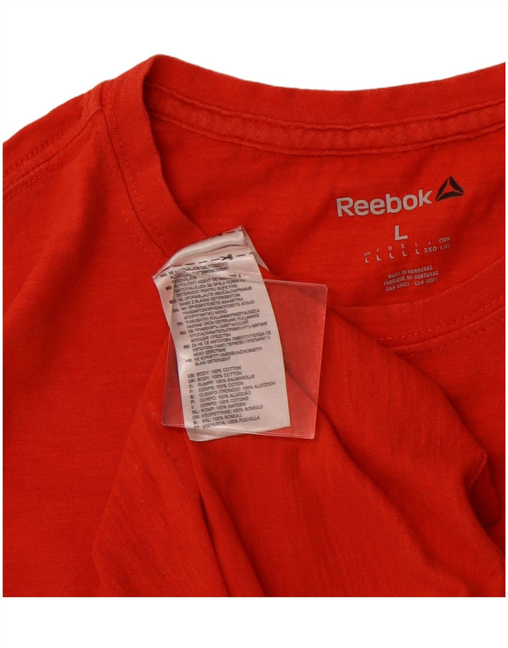 REEBOK Herren Grafik-T-Shirt Top Large Orange Baumwolle