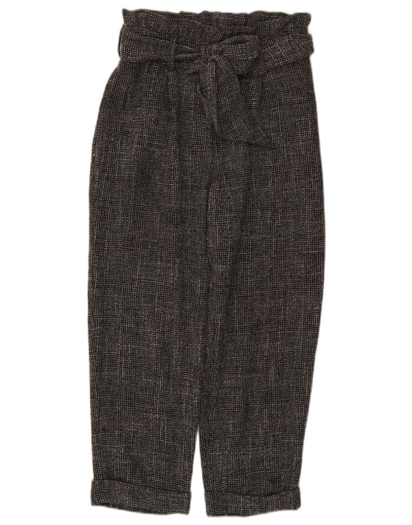 Topshop Damen-Hose mit hoher Taille, kurz geschnitten, UK 6, XS, W26, L23, Schwarz gefleckt
