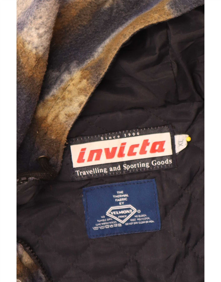 Invicta Herren-Fleecejacke mit Kapuze, UK 42, XL, mehrfarbig, kariert, Polyester