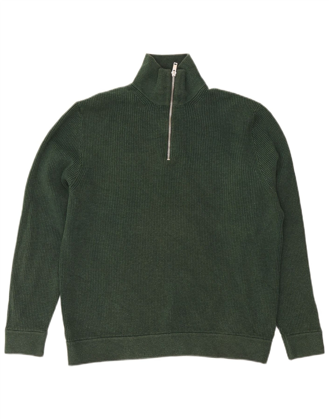 Marks & Spencer Herren-Pullover mit Reißverschluss am Hals, XL, grüne Baumwolle