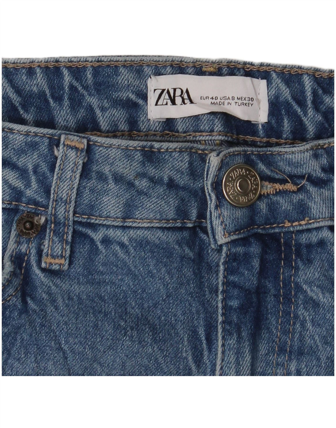 Zara Damen Straight Jeans EU 40 Medium W30 L31 Blau
