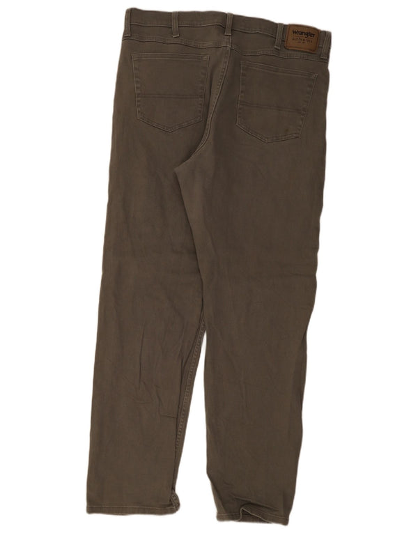 Wrangler Herren gerade Freizeithose W37 L32 Khaki Baumwolle