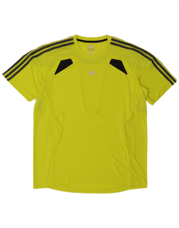 Adidas Herren Climacool T-Shirt Top Large Gelb Colourblock Polyester
