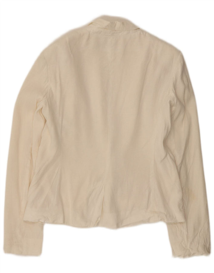French Connection Damen-Blazer mit 1 Knopf, UK 12, mittelweißes Leinen