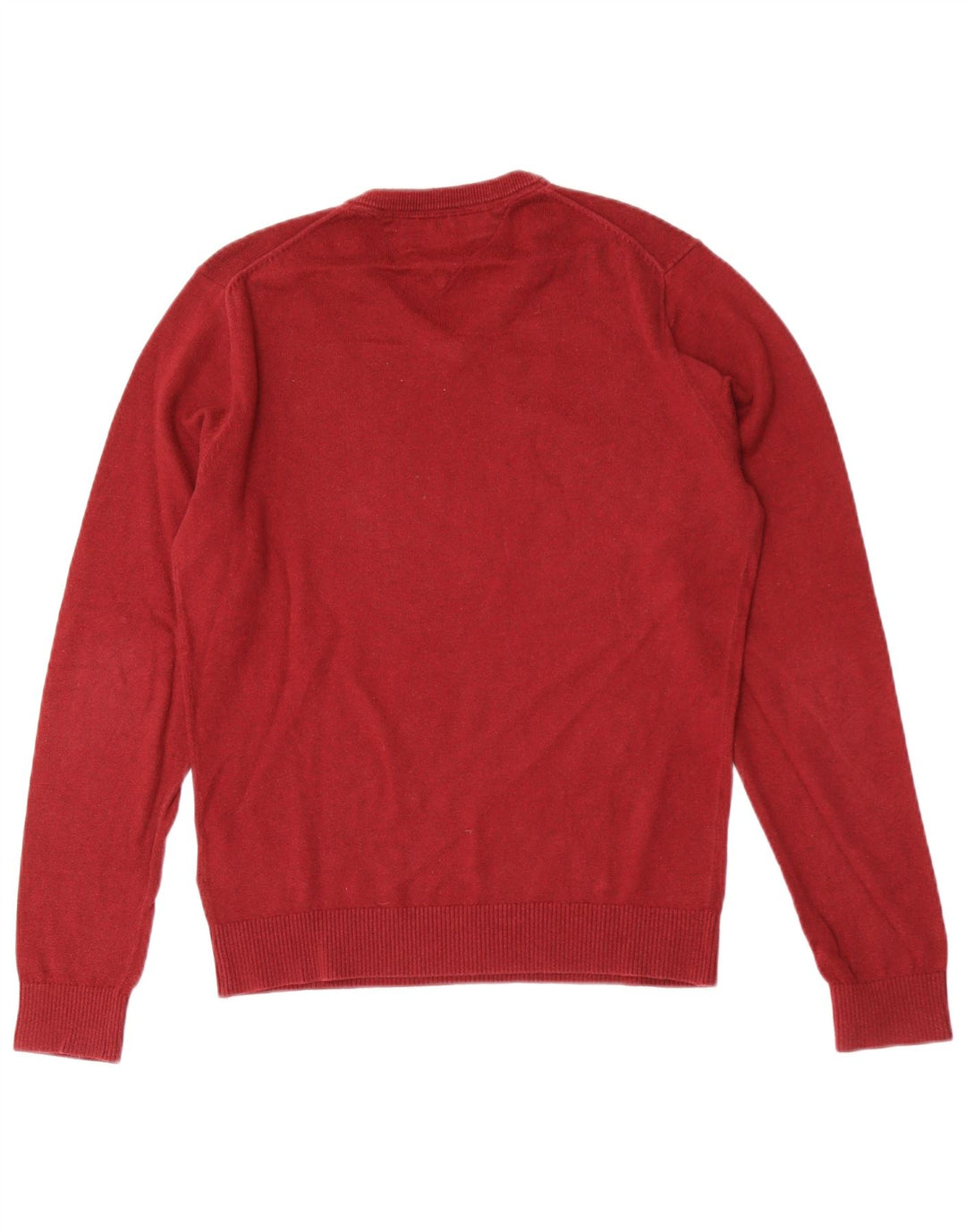 Tommy Hilfiger Herren-Pullover mit V-Ausschnitt, Größe S, rote Baumwolle