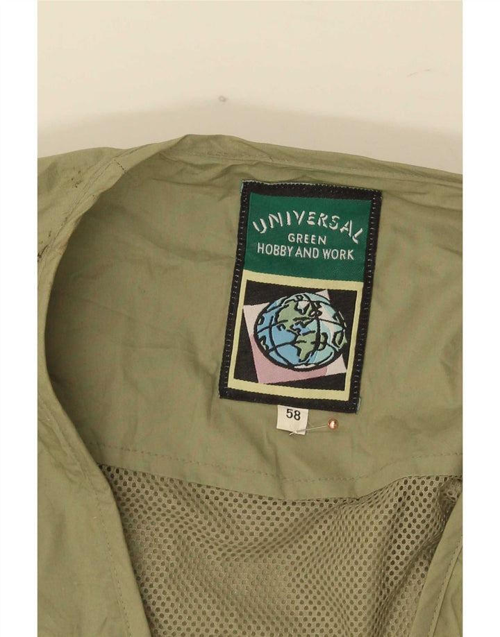 Vintage Herren Utility Gilet IT 58 4XL Khaki Baumwolle