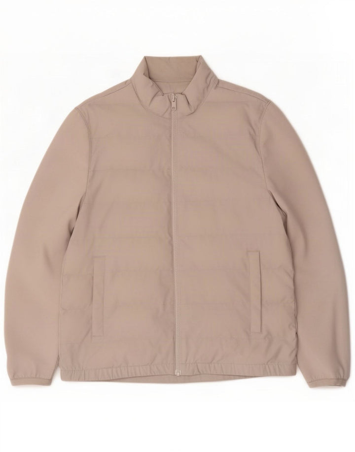 Zara Herren Wattierte Jacke UK 38 Mittelgraues Polyester
