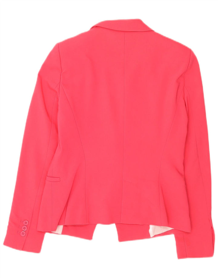 Zara Damen 1-Knopf-Blazerjacke UK 12 Mittelrosa Polyester