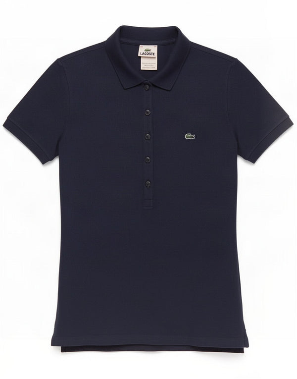 Lacoste Damen Poloshirt EU 34 Small Marineblau Baumwolle