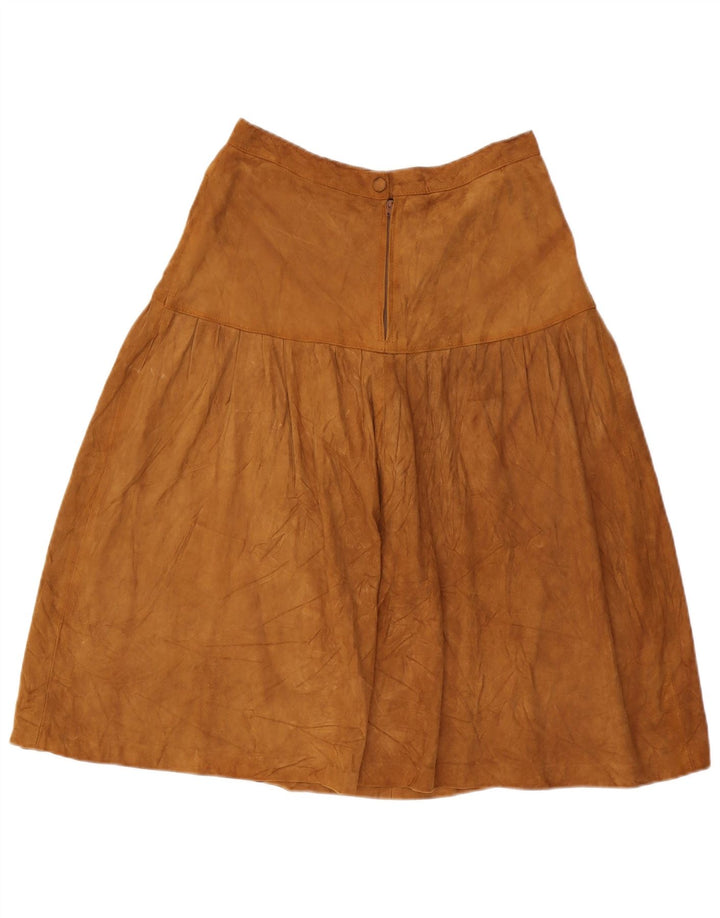 Vintage Damen Wildleder A-Linie Rock W28 Mittelbeige