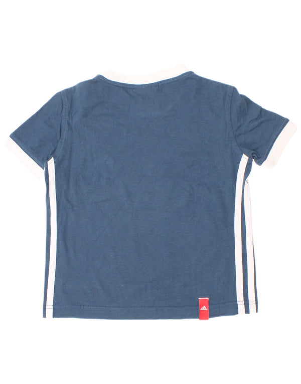 Adidas T-Shirt für Jungen, 4–5 Jahre, blaue Farbblock-Baumwolle