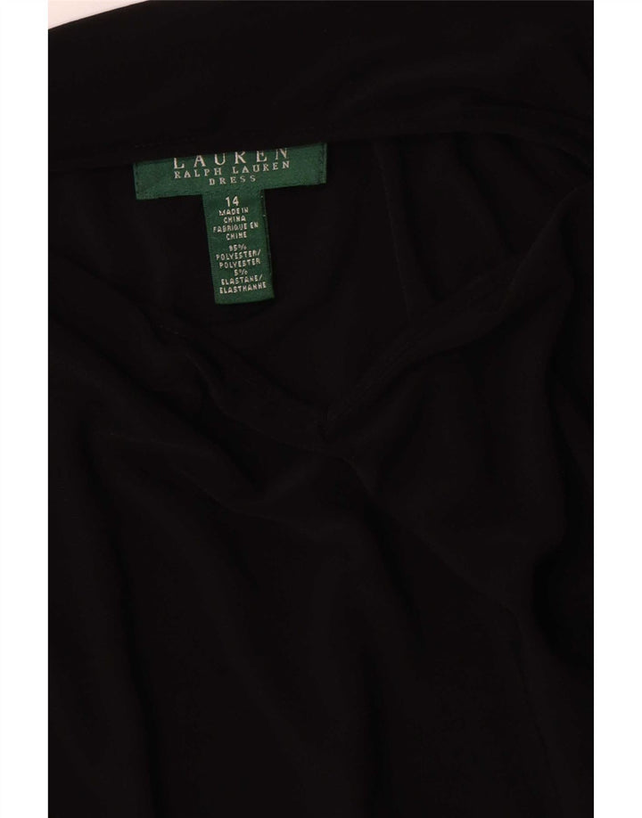 Ralph Lauren Damen Etuikleid US 14 XL Schwarz Polyester