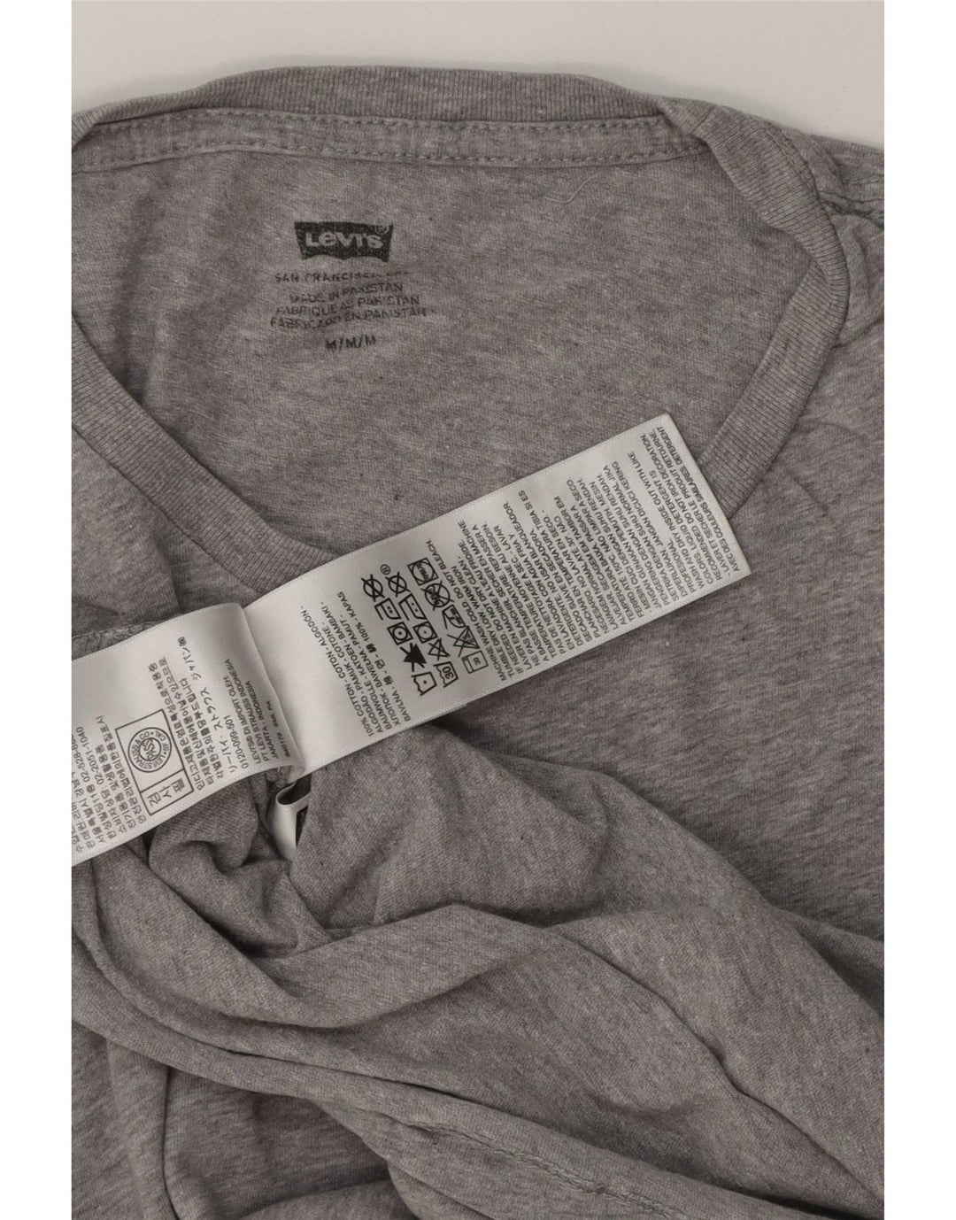 Levi's Herren-T-Shirt-Oberteil aus mittelgrau gefleckter Baumwolle