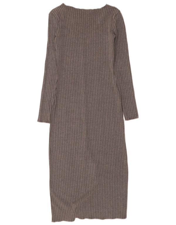 Zara Damen Langarm-Pulloverkleid UK 8 Small Grau