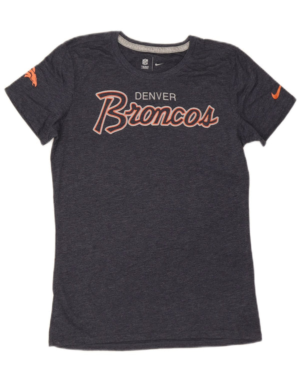 Nike Damen Denver Broncos Graphic T-Shirt Top UK 12 Medium Marineblau