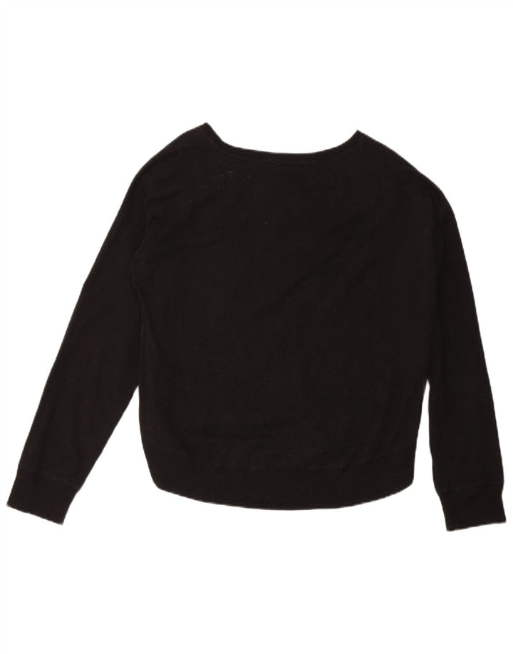 BENETTON Womens Graphic Sweatshirt Jumper UK 14 Medium Black Cotton