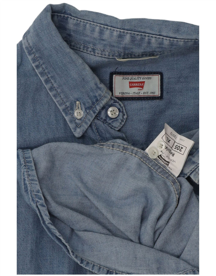 CARRERA Herren-Jeanshemd mit normaler Passform, XL, blaue Baumwolle