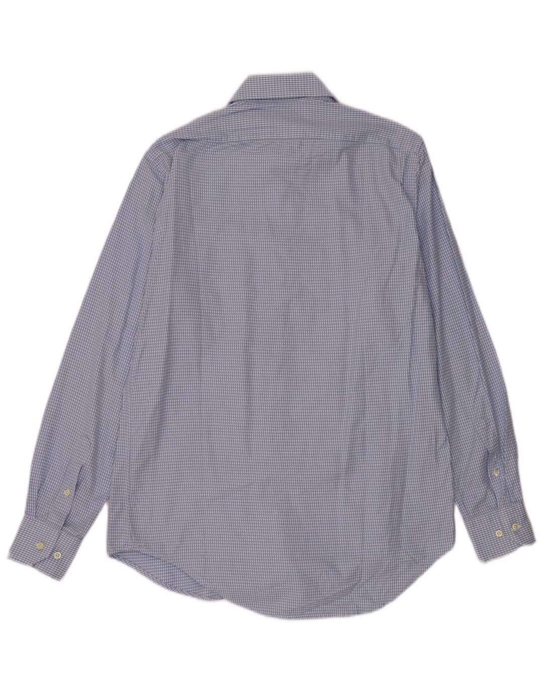 Massimo Dutti Herrenhemd Größe 40 Mittelblaue Hahnentritt-Baumwolle