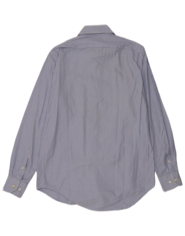 Massimo Dutti Herrenhemd Größe 40 Mittelblaue Hahnentritt-Baumwolle