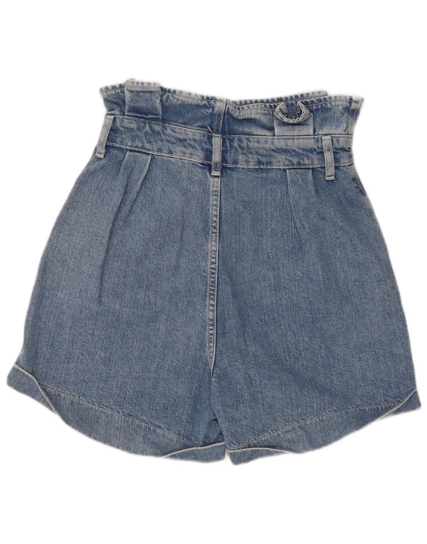 Topshop Damen-Jeansshorts mit hoher Taille, UK 8, Größe S, W25, Blau, Baumwolle