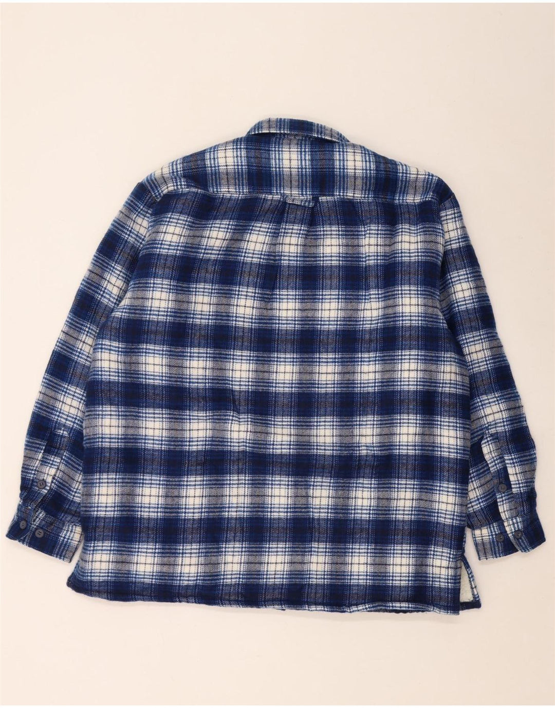 Vintage Herren Holzfäller-Flanellhemd, groß, blau kariert, Acryl