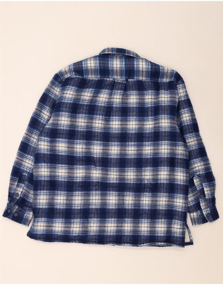 Vintage Herren Holzfäller-Flanellhemd, groß, blau kariert, Acryl