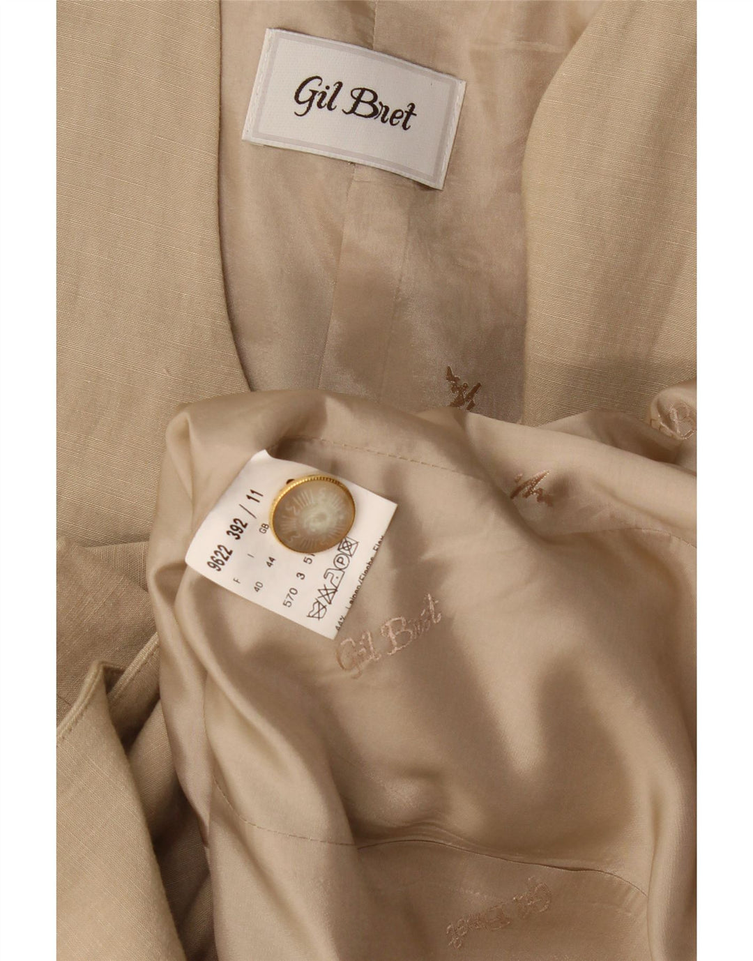 Gil Bret Damen 3-Knopf-Blazerjacke UK 12 Mittelbeige Leinen