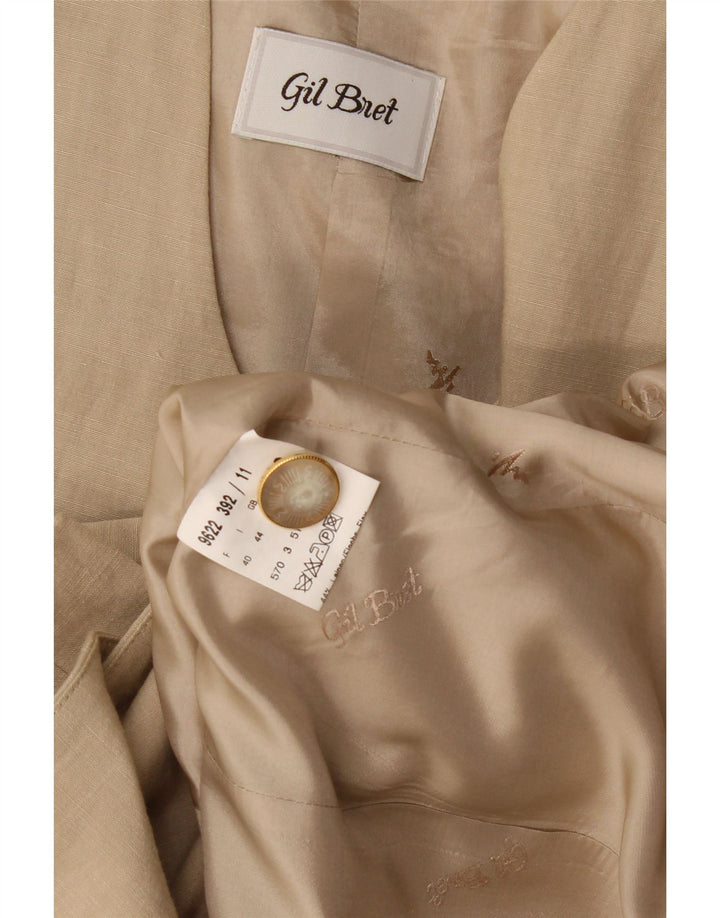 Gil Bret Damen 3-Knopf-Blazerjacke UK 12 Mittelbeige Leinen