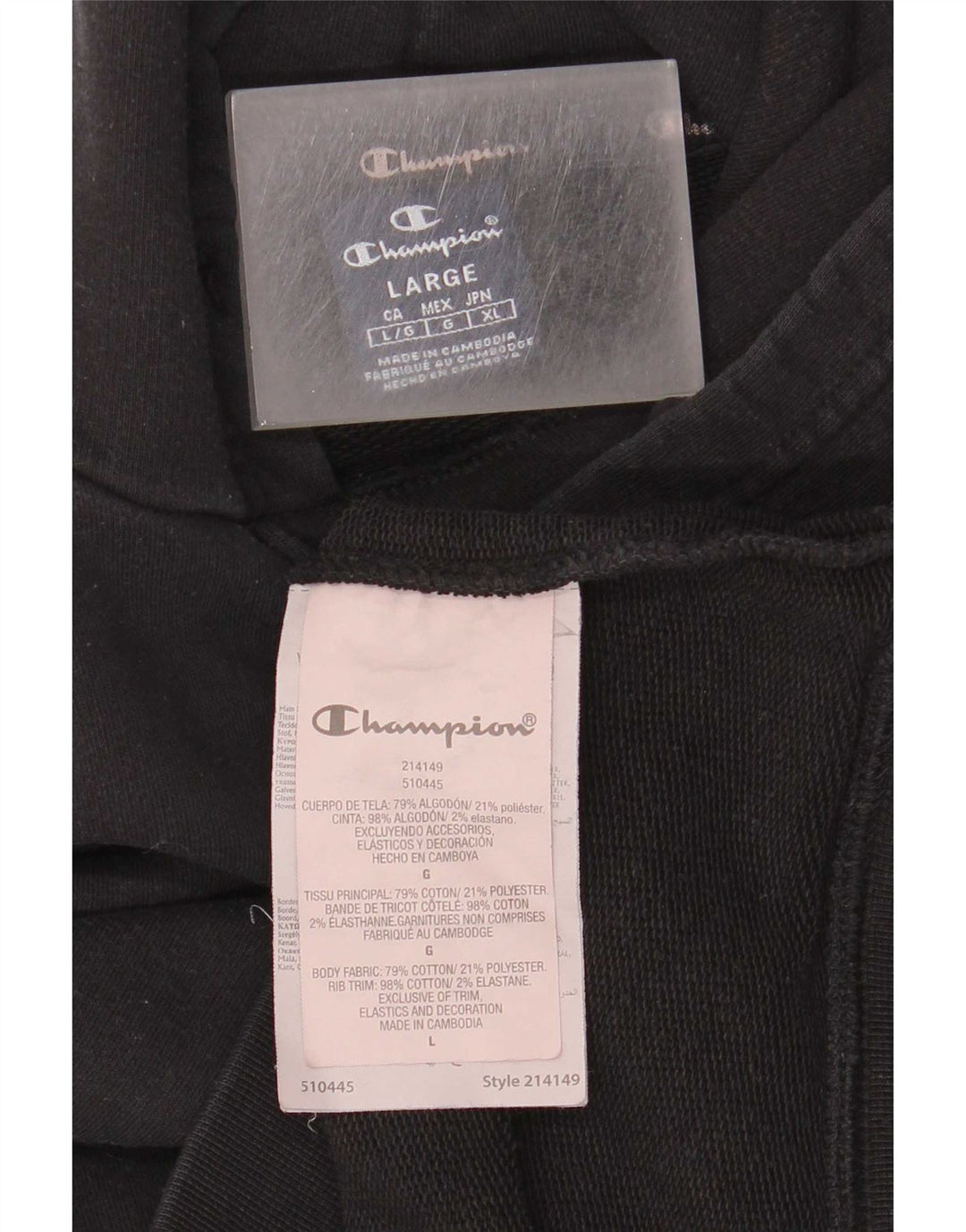 Champion Herren-Kapuzenpullover, groß, aus schwarzer Baumwolle