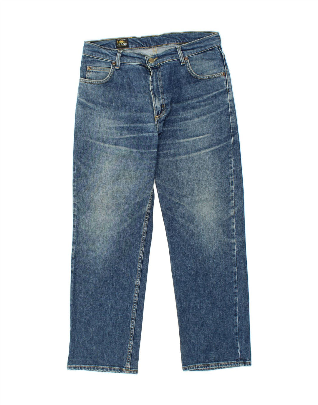 LEE Damen Straight Jeans W34 L30 Blaue Baumwolle