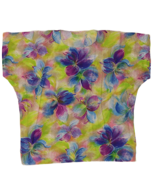 Vintage Damen Bluse Top UK 18 XL Bunt geblümt