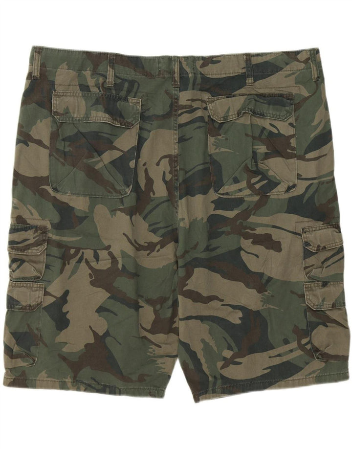 WRANGLER Mens Cargo Shorts W46 3XL Green Camouflage Cotton