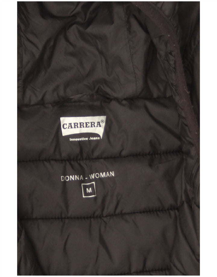 Carrera Wattierte Damenjacke mit Kapuze, UK 14, Mittelschwarz, Polyamid