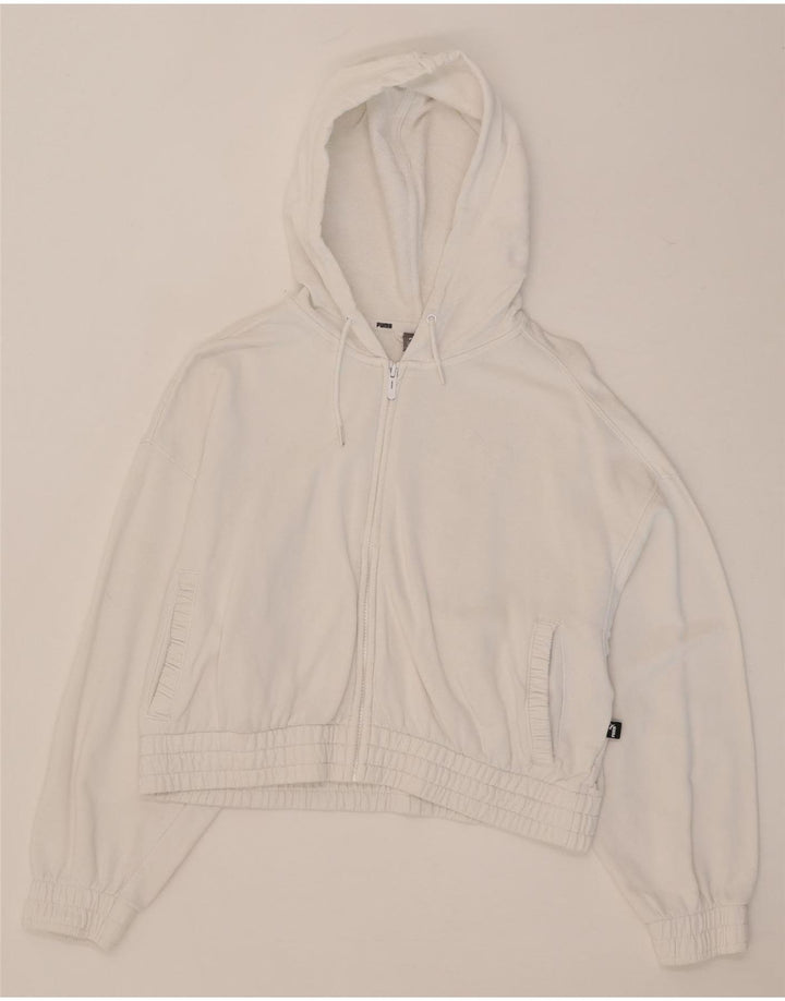 Puma Damen Crop Zip Hoodie Pullover UK 14 Mittelweiß