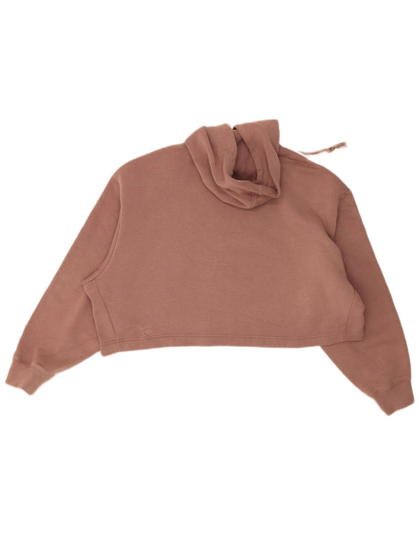Adidas Damen Crop Oversized Hoodie Pullover UK 14 Mittelbraune Baumwolle
