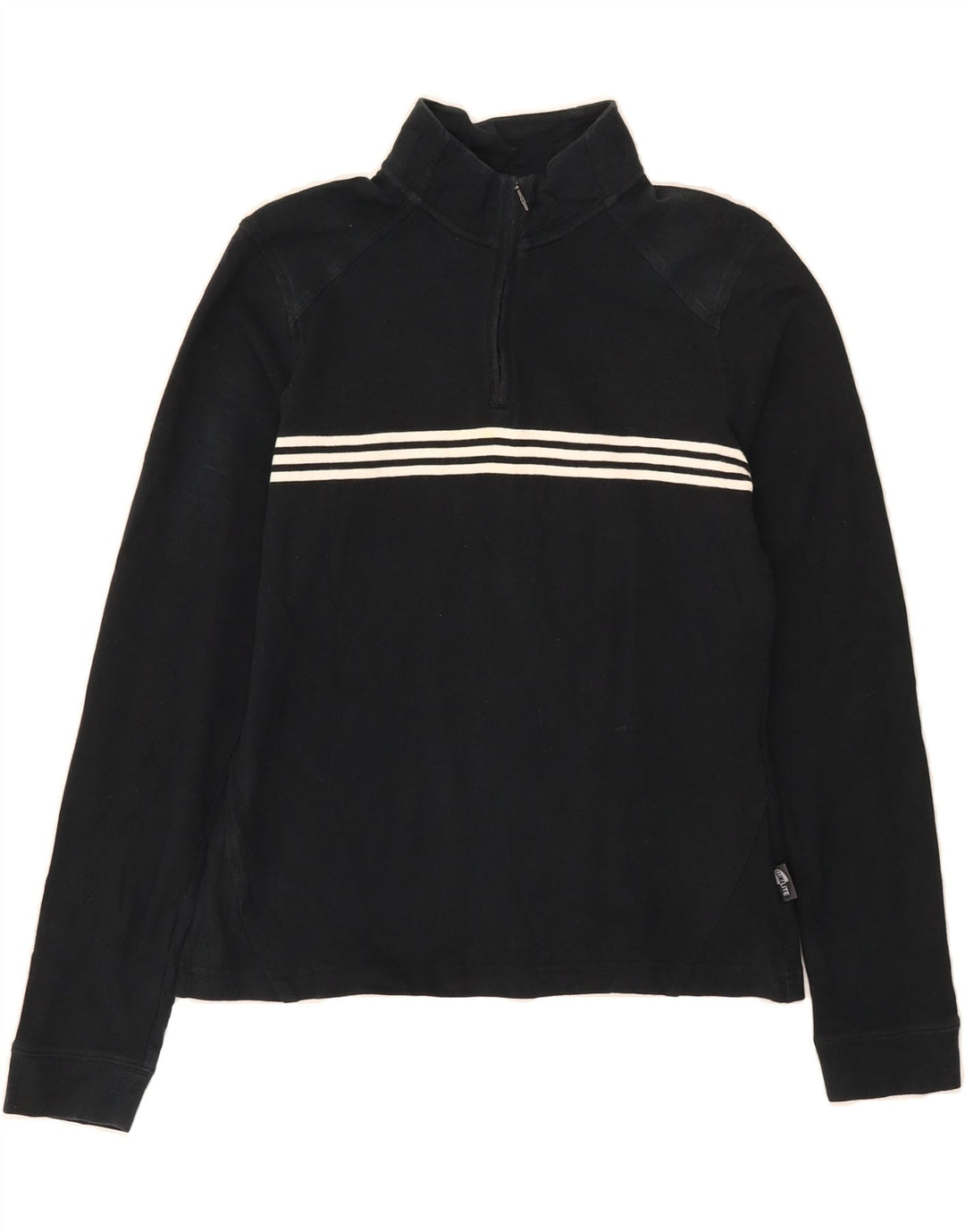 ADIDAS Womens Climalite Sweatshirt Jumper UK 10 Small Black Striped Vintage Adidas and Second-Hand Adidas from Messina Hembry 