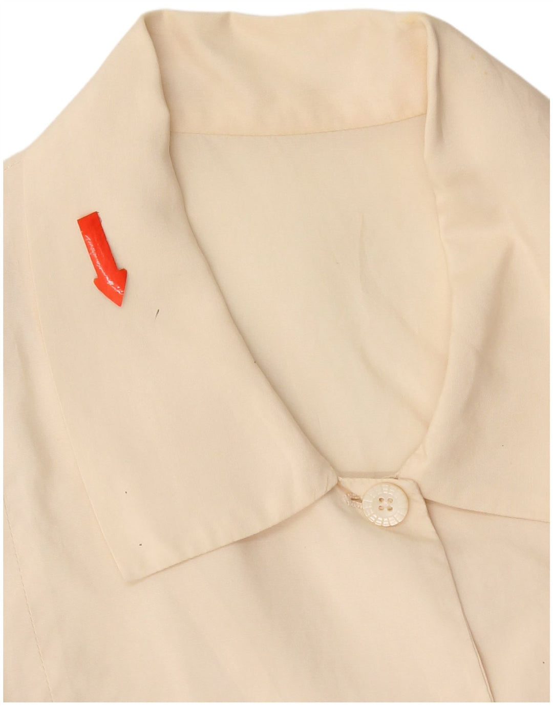 Vintage Damen Crop Shirt Bluse UK 14 Medium Beige