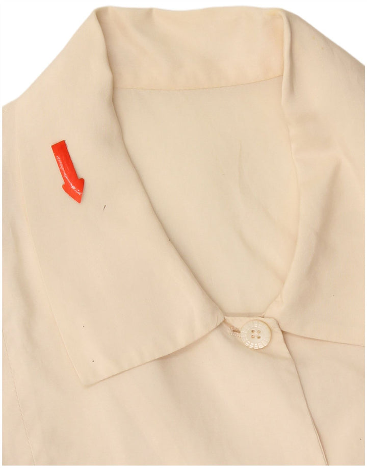 Vintage Damen Crop Shirt Bluse UK 14 Medium Beige