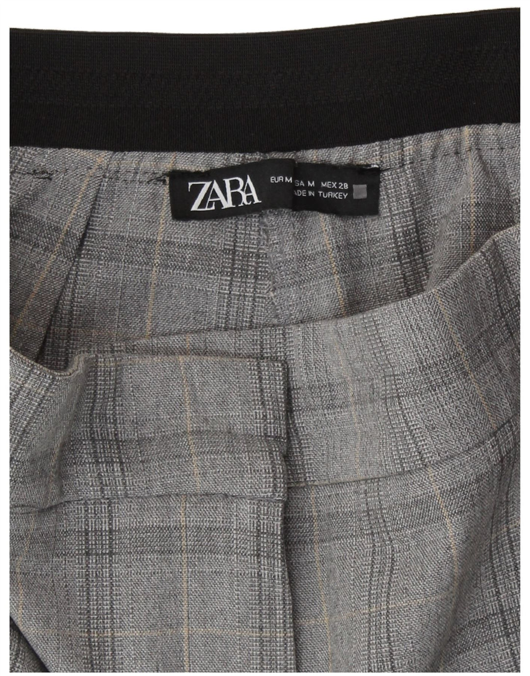 Zara Slim Chino-Hose für Damen, mittelgroß, W28, L27, grau kariertes Polyester