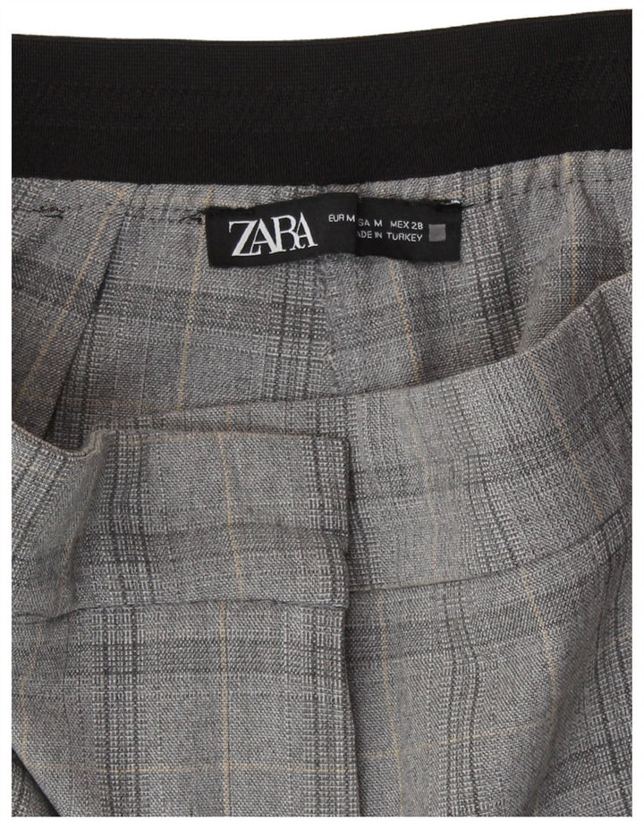 Zara Slim Chino-Hose für Damen, mittelgroß, W28, L27, grau kariertes Polyester