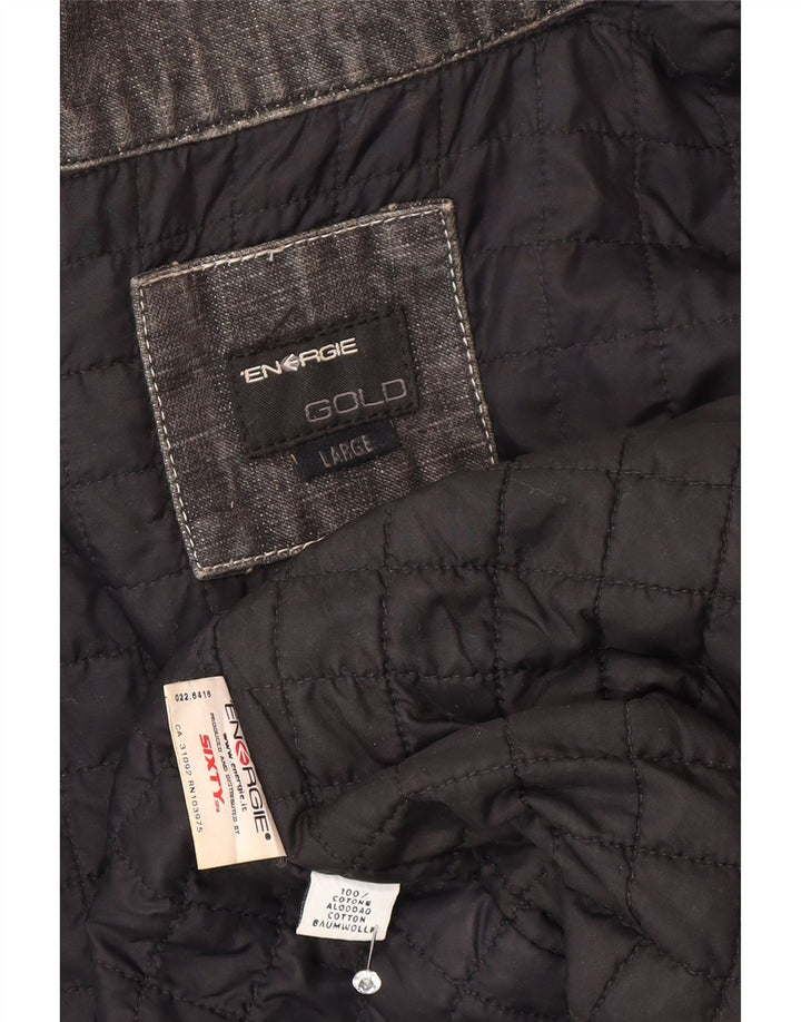 Energie Herren Jeansjacke UK 40 Large Grau Colourblock Baumwolle