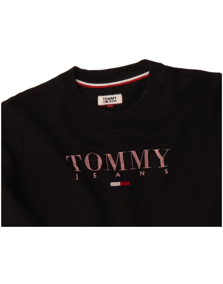 TOMMY HILFIGER Damen Übergroßer Sweatshirt-Pullover UK 10 Small Schwarz
