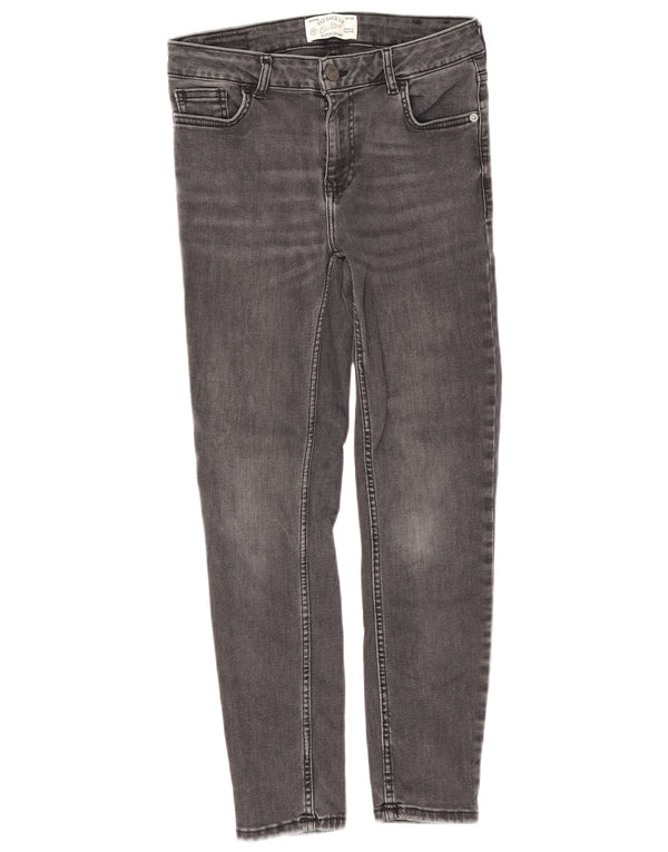 Fat Face Damen Crop Super Skinny Jeans UK 10 Small W28 L25 Graue Baumwolle
