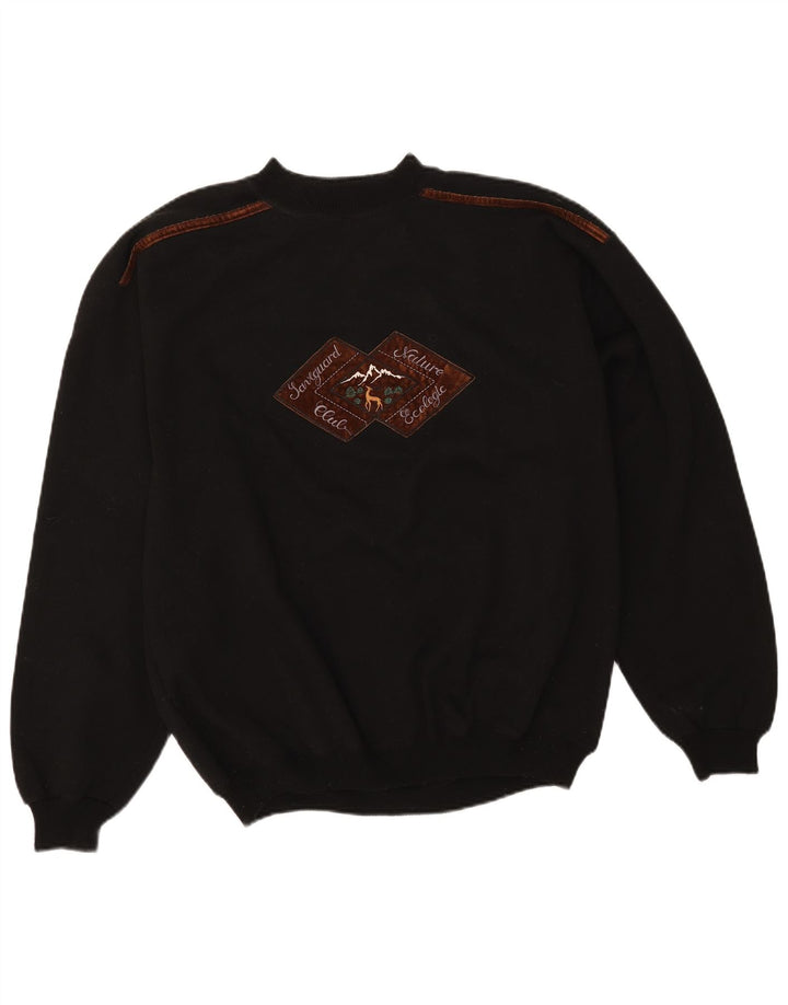 Vintage Herren Grafik Sweatshirt Pullover XL Schwarz Baumwolle