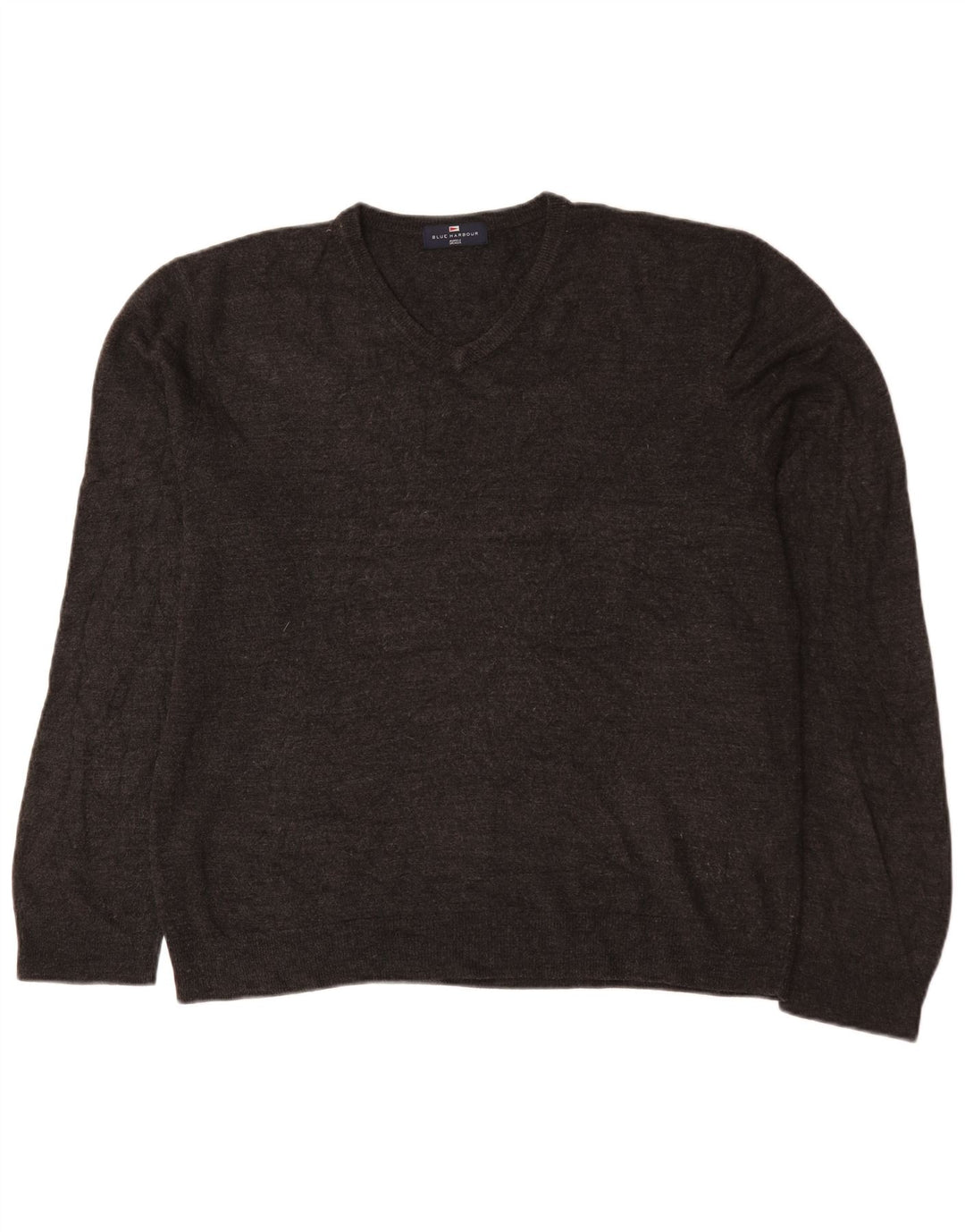 Marks & Spencer Herren Blue Harbor V-Ausschnitt Pullover Pullover XL Grau Acryl