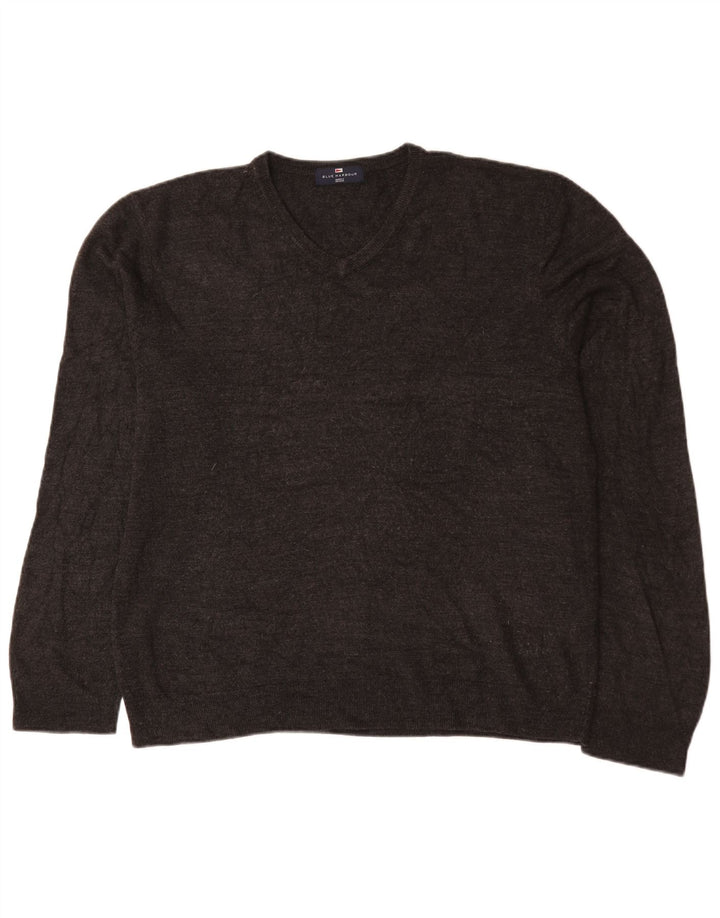 Marks & Spencer Herren Blue Harbor V-Ausschnitt Pullover Pullover XL Grau Acryl