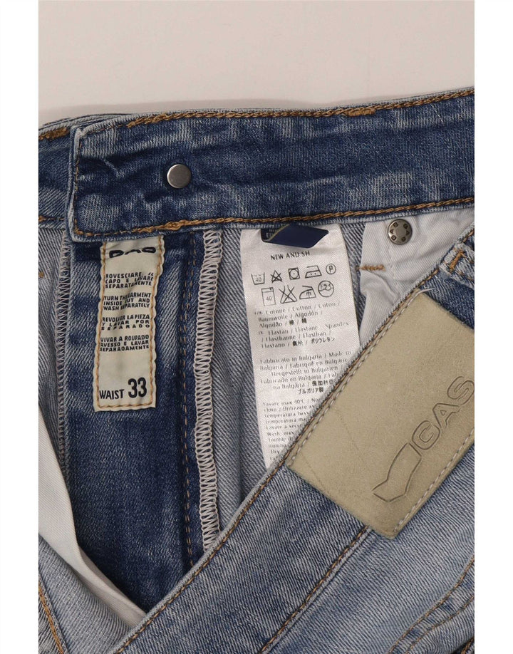 Gas Herren Jeansshorts W33 mittelblaue Baumwolle